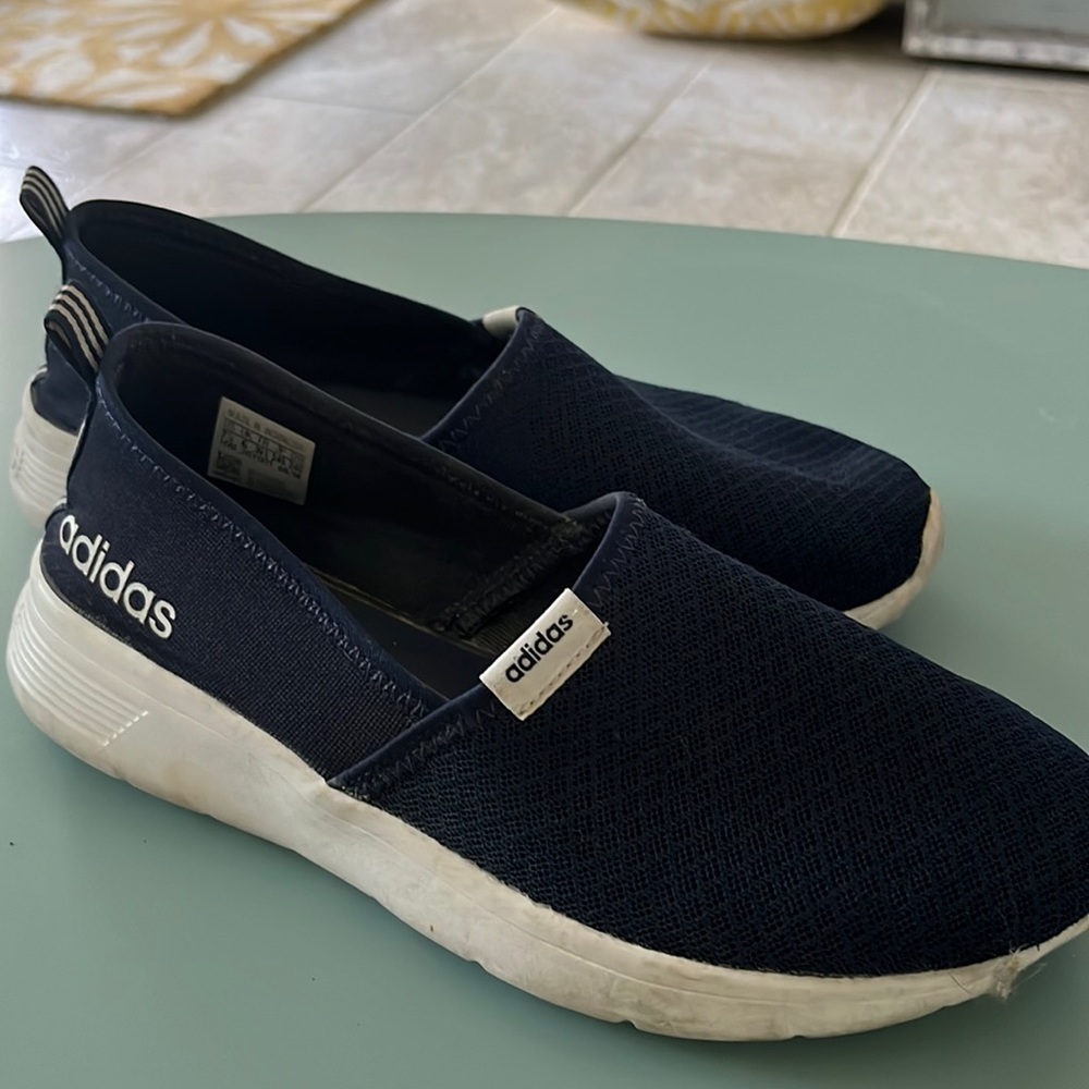 Blue Adidas slide on Tennies size 7 1/2.